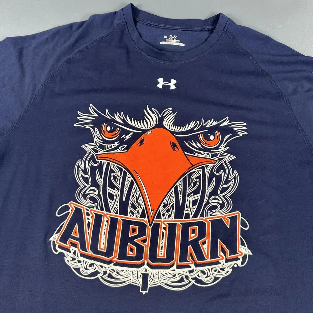 Auburn Tigers Shirt Men XL Navy Blue Orange War Eagle Under Armour Big Chest Hit - Picture 1 of 6